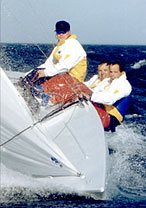 Karl (in the middle) Soling-racing.